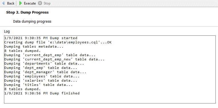 CQL Dump Log